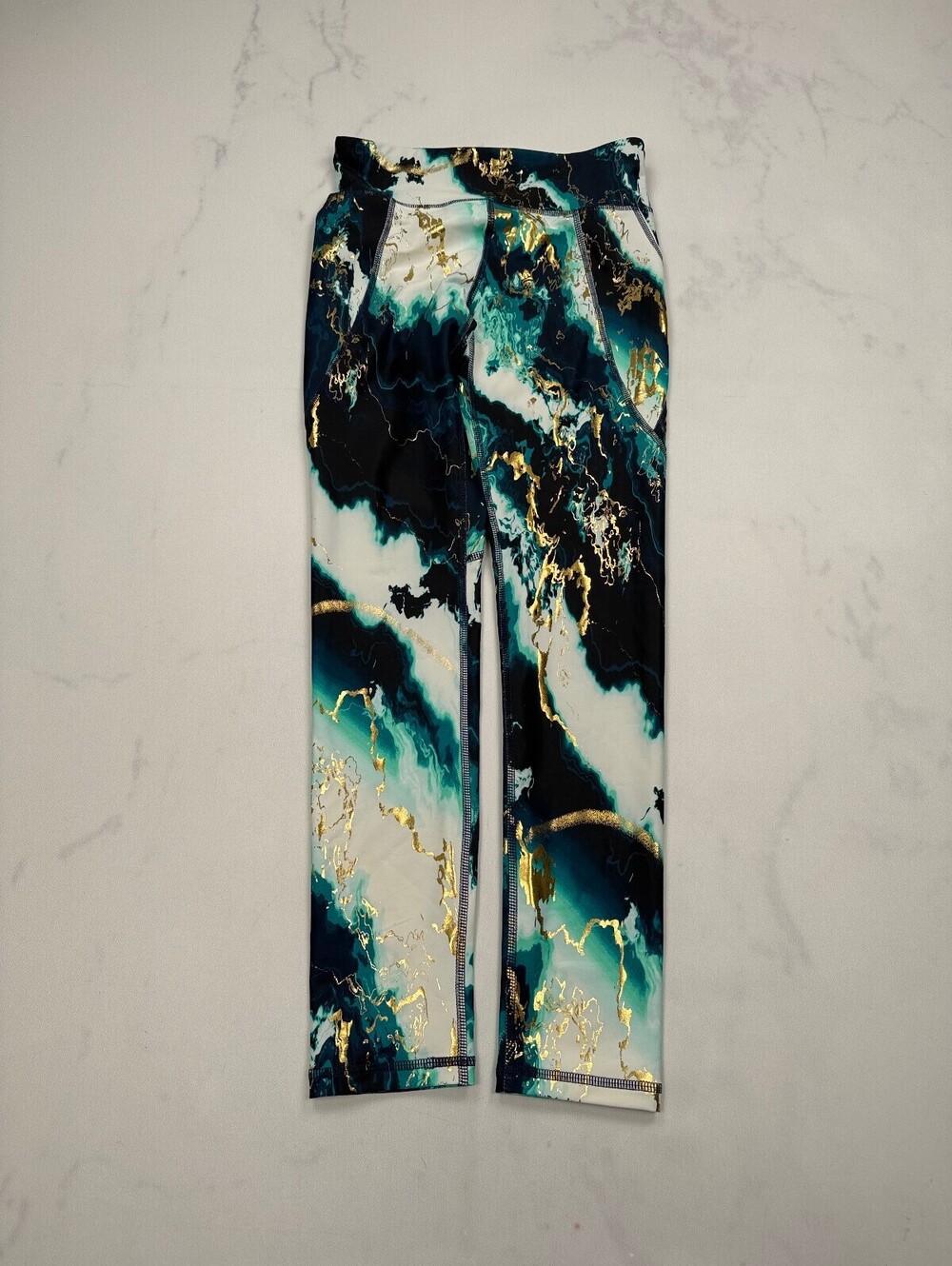 Old Navy Active Leggings Turquoise Modern Abstract Print - Girls 10-12